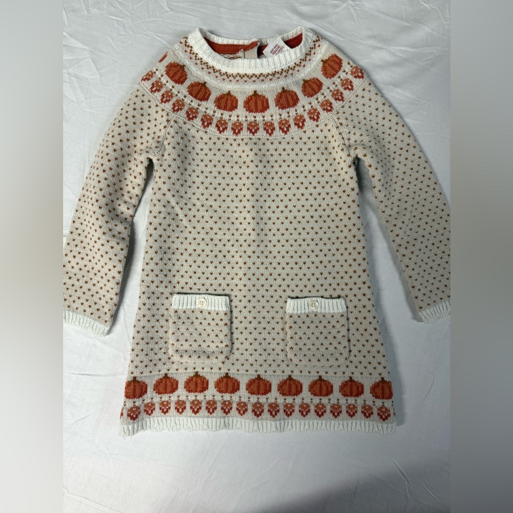 Max Studio Baby Sweater Dress 2T Pumpkins Halloween Autumnal Fall Fest Party Fun